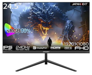 JAPANNEXT 24.5C` Q[~Oj^[ 240Hz 3ms tHD 1920x1080𑜓x IPS pl fBXvC (HDMI/DisplayPort/VESAΉ/u[CgJbg / p178°) JN-IPS245G240FHDR