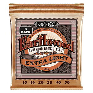 yKiz ERNIE BALL 3550 AR[XeBbNM^[ (10-50) EARTHWOOD PHOSPHOR BRONZE EXTRA LIGHT 3Set Pack