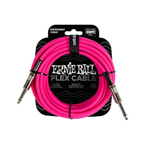 【正規品】 ERNIE BALL 6418 楽器用シールド ケーブル 20フィート FLEX INSTRUMENT CABLE 6.09m S-S型 ピンク