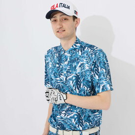 FILA(フィラ) 743612 メンズ フリージングスキン ボタニカルプリント ホリゾンタルカラーポロシャツ ゴルフウェア