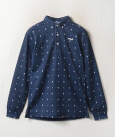 FILA(フィラ) 783504 メンズ ECO カノコ ダイヤ飛び柄プリント ロングポロシャツ ゴルフウェア