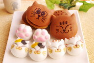 人気商品【猫の和菓子大家族セット 詰め合わせ10個入】ギフト どら焼き 福ねこ ミケネコ 肉球 可愛い 動…