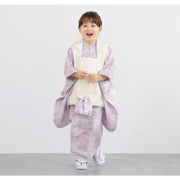 楽天市場】七五三 着物 3歳 女の子 着物セット 被布 襦袢 草履 巾着 白 
