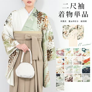 二尺袖 小振袖 袴に合わせて 白蝶 と花模様 袴上 卒業式に 化繊11RS24