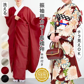Black Friday☆最大1000円クーポン配布中☆長襦袢 振袖 洗える 成人式 女性用 半衿付き 白 ピンク グレー クリームベージュ 和装小物 メール便対応 送料無料