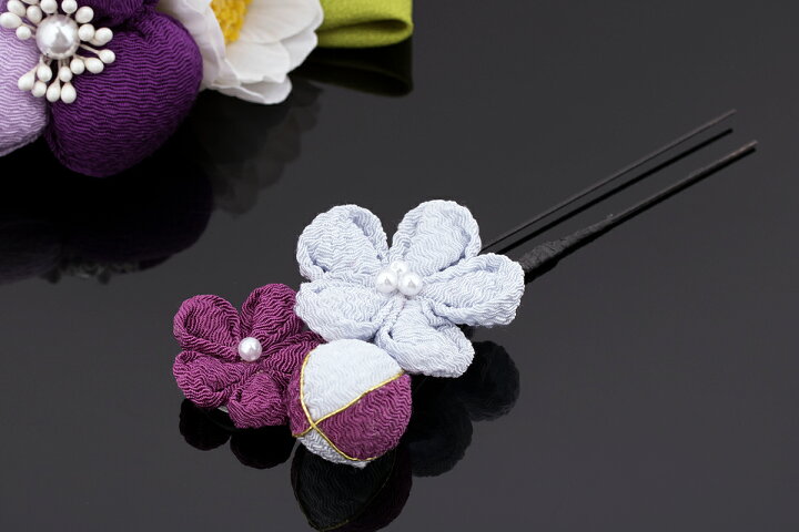 トップ 七五三 髪飾り 4タイプ 女の子 単品 花柄 小花 鈴 下り飾り 紫 赤 黄色 水色 N1315 1 パープル 1315a Shipsctc Org