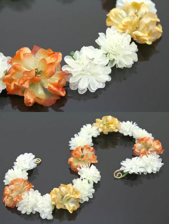 楽天市場 4 9 16 全品クーポン最大1000円off 髪飾り 成人式 振袖向け 浴衣向け 七五三 結婚式 オレンジ 花冠 花かんむり カチューシャタイプ フラワークラウン ワイヤー 髪留め 髪かざり ヘアアクセサリー 和装 あす楽対応 きもの館 創美苑
