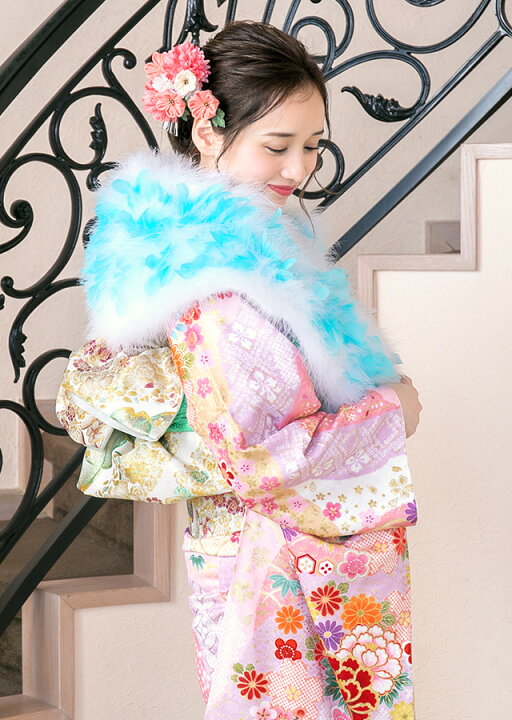 楽天市場】ショール 成人式 結婚式 ファー 振袖 冬 白 ホワイト 水色 
