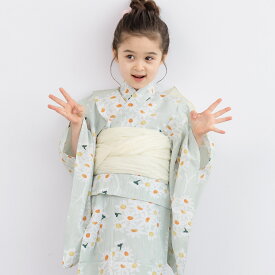 【夏物FINALご優待】20％OFF 浴衣セット 女の子 子供浴衣 兵児帯 セット 浴衣 帯 キッズ 花柄 くすみカラー 紫陽花 ひまわり 金魚 ホワイト ブルー ピンク グリーン 着付け 簡単 かわいい 人気 花火 夏祭り 110 120 130 140 創美苑 送料無料【期間限定クーポン】