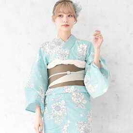 【SS限定特典】50％OFF＋まとめ買い最大10％OFF 浴衣セット レディース 浴衣 帯 セット 大人 2点セット 女性 半幅帯 ブラック ブルー イエロー 黒 水色 白 牡丹 百合 リーフ 花柄 涼しい S フリー 2026新作 花火大会 翌日発送 送料無料【まとめ買いクーポン対象】