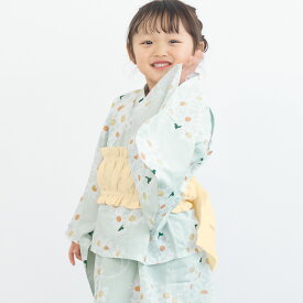 ワンピース浴衣 浴衣セット 女の子 セパレート浴衣 子供浴衣 ゴム帯 簡単帯 セット 浴衣 帯 キッズ 花柄 フリル くすみカラー ニュアンス 着付け 簡単 かわいい 人気 花火 夏祭り 110 120 130 140 創美苑 送料無料