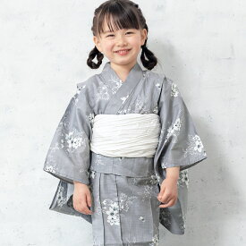 浴衣セット キッズ プチプラ 子供浴衣 2点セット 女の子 浴衣 兵児帯 帯 セット 花柄 ひまわり ストライプ アースカラー 青 白 紺 おしゃれ 着付け 簡単 子供 小学生 ジュニア 夏祭り 花火大会 翌日配送 創美苑 送料無料