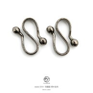 羽織紐用S環　いぶし銀色　ブラックシルバー　銀古美　赤銅　金具　留め金　Sカン　単品　和装小物　男性…