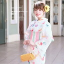 浴衣　3点セット（浴衣/半幅帯/下駄）　bonheur saisons　白　クリーム　橙色　オレンジ　水玉　ドット　金魚　綿　浴衣セット　女性　レディース　S・... ランキングお取り寄せ