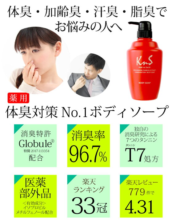 楽天市場 Kns 柿のさち 薬用 柿渋 ボディソープ 450ml メンズ 医薬部外品 デオドラント 加齢臭 体臭 体臭予防 柿渋石鹸 かきのさち 柿渋ボディーソープ 薬用石鹸 殺菌 薬用石けん 足のにおい 足用石鹸 マックス石鹸 マックス石鹸 楽天市場店