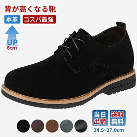 シークレットシューズ メンズ 6cm 身長up しーくれっとしゅーず シークレットしゅーず 背が高くなる靴 男性用 カジュアルシューズ 本革 厚底 靴 3E