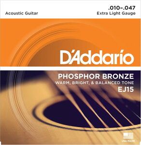 D'Addario __I PHOSPHOR BRONZE EJ15 AR[XeBbNM^[ EXTRA LIGHT GAUGE .010 - .047