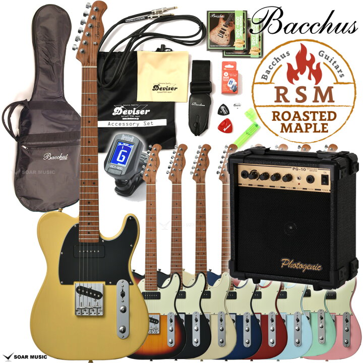 楽天市場】Bacchus バッカス BTE-2-RSM/M エレキギター 初心者セット 
