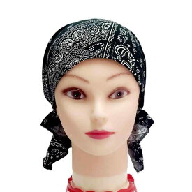 ターバン 伸縮性 コットン 薄手 通気性 花柄 ペイズリー柄 総柄 プリーツ加工 ワッチキャップ ヘアキャップ ヘッドラップ おしゃれ 普段使い