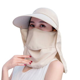 帽子 レディース つば広 ワイドブリム UVカット 紫外線対策 日焼け防止 顔カバー 首元保護 サマーハット アウトドア レジャー 自転車 サイクリング 旅行 通気性 コットン ポリエステル 混紡 カジュアル ナチュラルスタイル 夏