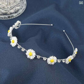 ヘアアクセサリー レディース パール ローズ ひまわり フラワー ヘアバンド レトロ メタル 細型 白 春 普段使い 高級感 かわいい