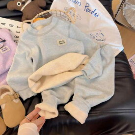 ルームウェア キッズ 男女兼用 秋冬 裏起毛 極厚 保暖 インナー 長袖 丸首 トップス パンツ パジャマ クマ柄 動物柄 部屋着 あったか 防寒 抗菌 柔らかい