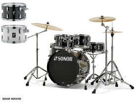 SONOR ソナー ドラムセット 22インチバスドラム付属 100%バーチ AQ1 STAGE ステージシリーズ ホワイト or ブラック SN-AQ1SG