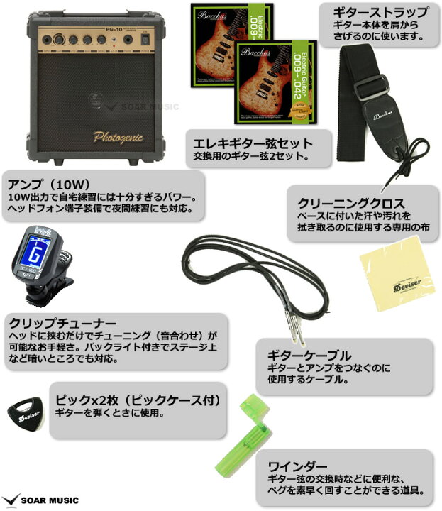 楽天市場】【当店で初期調整済】 Bacchus バッカス BST-1 エレキギター  