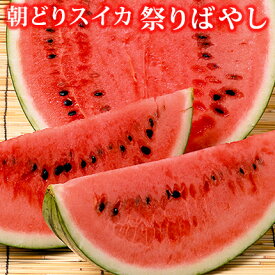 お中元 ギフト 完熟スイカ 祭りばやし 株式会社むぎわらぼうし（代表：大月さん）のスイカ 朝採り収穫 長野県 松本市 波田 7〜8kg（1玉） 暑中見舞い お取り寄せ 産直 産地直送 お盆 お供え 誕生日プレゼント 内祝 お返し