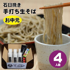 お中元 信州手打ち蕎麦 4人前 特製蕎麦つゆ＆本わさび1本おまけ そば職人による本格手打ちそば ギフトや贈答品にもおススメ 石臼挽き 自家製 信州蕎麦 お店の味を食卓に 長野県のおそば そば信 信州そば 生蕎麦 生そば 高品質冷凍便生そば 安曇野 わさび
