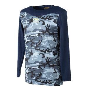 アクティブーム (activem) 長袖コンフォートインナー アンダーシャツ クルーネック メンズ (24ss) ネイビー カモ柄 02NV-NV
