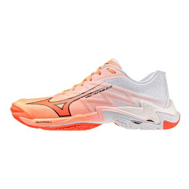 【プレミアムステーション限定】限定カラー mizuno ミズノ バレーボールシューズ WAVE LIGHTNING ELITE ウエーブライトニングエリート V1GA260080 コーラル×オレンジ×ホワイト ローカット インシューズ 体育館 26aw 軽量
