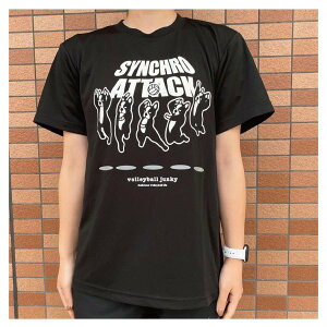 �y�l�R�|�X�Ή��zvolleyball junky �o���[�{�[���W�����L�[ �o���[�{�[�� T�V���c SYNCHRO ATTACK�X�g���b�`�h���CTEE ����T�V���c 19-VJ22002 02(BLK) �u���b�N�ySS2603�z