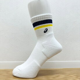 アシックス (asics) ソックス ミドルショート ソブエスポーツオリジナルカラー PC06 W×NA×W×Y×NA(ホワイト×ネイビー×ホワイト×イエロー×ネイビー) ハンドボール