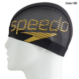 speedo (スピード) 水泳 スイムキャップ ビッグスタックメッシュキャップ ブラック ゴールド 公式大会使用不可 SD98C73-GD【SS2312】