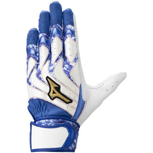 ミズノ (MIZUNO) 一般野球 バッティンググローブ 打撃用手袋 ミズノプロ モーションアークUF 両手用 (25aw) ホワイト×ブルー 24-26cm 1EJEA558-01