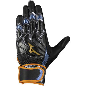 ミズノ (MIZUNO) 一般野球 バッティンググローブ 打撃用手袋 ミズノプロ モーションアークUF 両手用 (25aw) ブラック×オレンジ×ブルー 24-26cm 1EJEA558-09