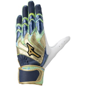 ミズノ (MIZUNO) 一般野球 バッティンググローブ 打撃用手袋 ミズノプロ モーションアークUF 2025セレクションモデル 両手用 (25aw) ゴールド×ネイビー×ライム 23-26cm 1EJEA559-14