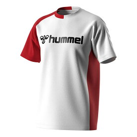 ヒュンメル (hummel) ハンドボール ウエア プラクティスシャツ プラシャツ 半袖Tシャツ メンズ (23ss) ホワイト×レッド HAP1188-1020【SALE】【SS240650】