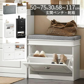 SoBuy 下駄箱 薄型 シューズボックス 玄関ベンチ シューズラック スリム 幅60×奥行24cm靴箱 省スペース おしゃれ 靴収納 収納ベンチ 玄関収納 FSR82-K-W