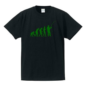 ■面白Tシャツ■人類の進化（釣り）■綿/ポリエステル■サイズ 90cm〜7L■全5色■面白いTシャツ■おもしろTシャツ■大きいサイズ ビッグサイズ■半袖■還暦 フィッシング 魚釣り ブラックバス かっこいい 釣り ウェア ウエア おすすめ インナー 季節 コーデ 釣りキチ