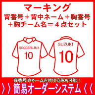 マーキング背番号＋背中ネーム＋胸番号＋胸チーム名4点セット父の日、母の日、こどもの日、お誕生日、結…
