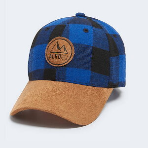 AEROPOSTALE�i�G�A���|�X�e�[���j��AERO87 PATCH BUFFALO PLAID ADJUSTABLE HAT��Black×Blue���t���[�T�C�Y���L���b�v�����A�����K�i���S���t��e�j�X�ɂ��������߁I