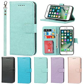 Eastwave アイフォン for iPhone SE 2022 第3世代 / for iPhoneSE 第2世代 ケース for iPhone 7 8 手帳型 財布型 カバー ケース ストラップ付き PUレザー カード収納 横置きスタンド 機能 明るい色 内蔵マグネ