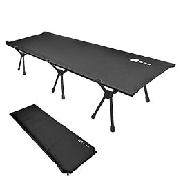 WAQ 2WAY キャンプ コット 静音 軽量 折りたたみベッド 耐荷重150kg ハイ/ロー切替可能 (マット8cmセット(ブラック) - 600Dシート)
