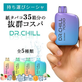 Dr.Chill7000 ドクターチル7000 電子タバコ VAPE ベイプ 使い捨て シーシャ ニコチン0 タール0 充電式 大容量 7000回吸引 水蒸気 爆煙 禁煙 持ち運び