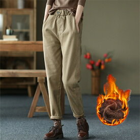 【スーパーSALE！10%OFF発行中】パンツ 裏起毛 テーパードパンツ レディース 秋冬 パンツ ズボン 無地 カジュアル あったかい ウエストゴム カジュアル ズボン シンプル あたたかい 大きいサイズ