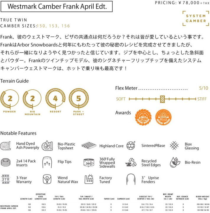 楽天市場】21-22 ARBOR アーバー WESTMARK FRANK APRIL EDT. ウエスト 