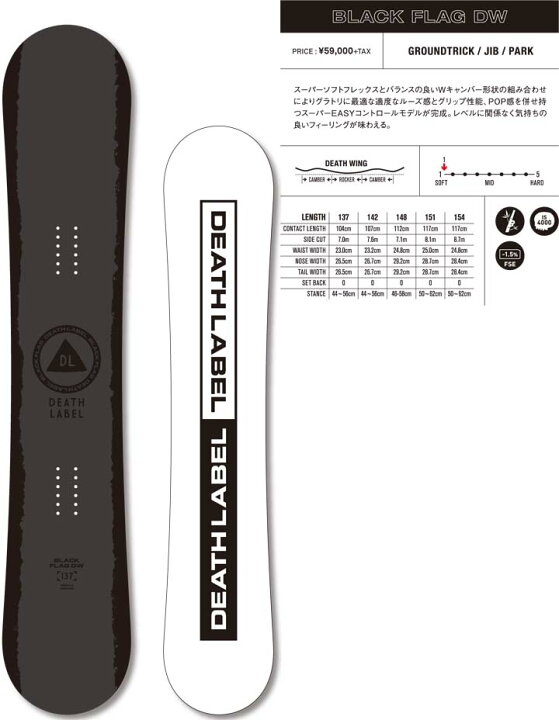 楽天市場】21-22 DEATH LABEL デスレーベル BLACK FLAG DW ブラック  