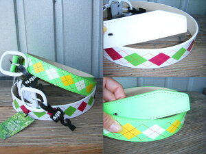 y09/10eb'sz Leather Argyle Belt yGreen/Whitez
